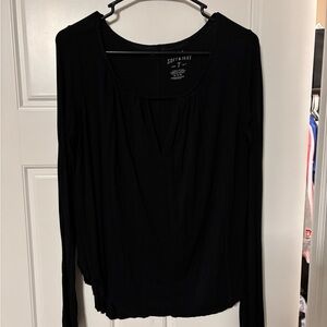 Super soft black shirt with adjustable v cut, flare sleeves